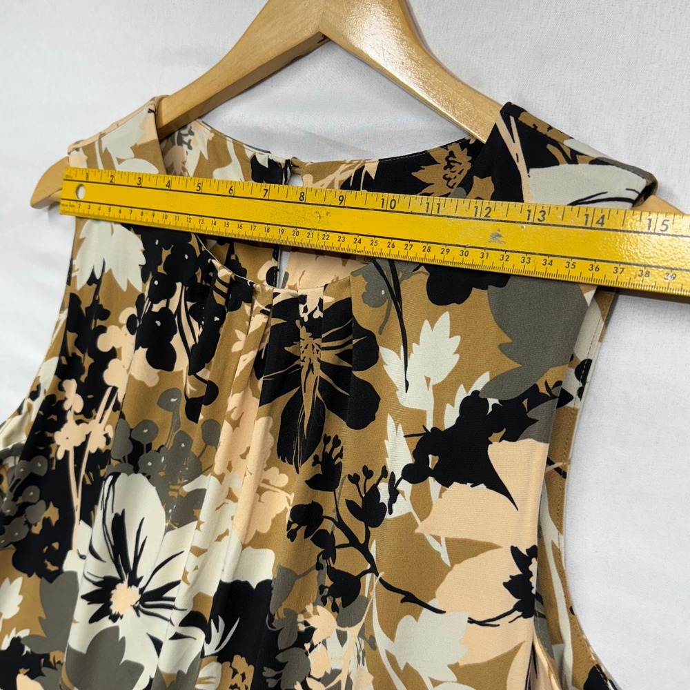 Calvin Klein‎ Sleeveless Floral Print Pleated Neck Top Women's Size L G G - Picture 4 of 10